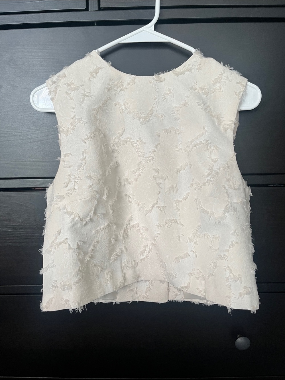 Cream Textured Sleeveless Top